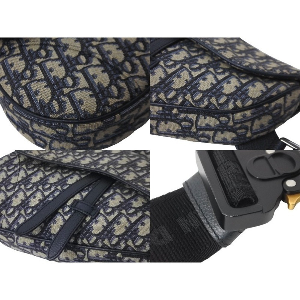 Dior Saddle Bag Body Oblique Beige Tan Navy Blue - Picture 3 of 9